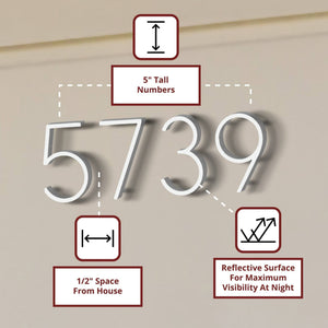 Reflective Modern Floating House Numbers