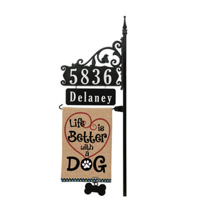 Boardwalk Address Sign With Name Rider And Flag 58" Pole