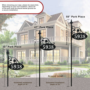 Park Place Oval Reflective Address Sign With Name Rider