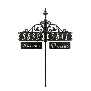 Double Boardwalk Reflective Address Signs with Two 4x12 Nameplates