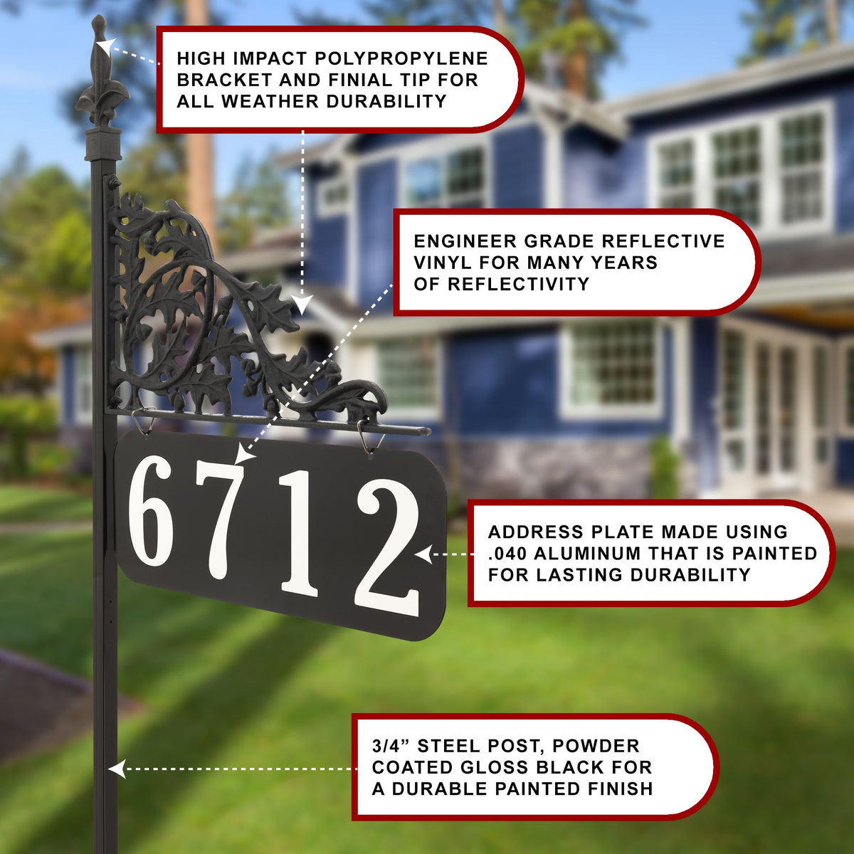 Wholesale Lot Of Oak 48" Reflective Address Signs Starter Kit - 18ct