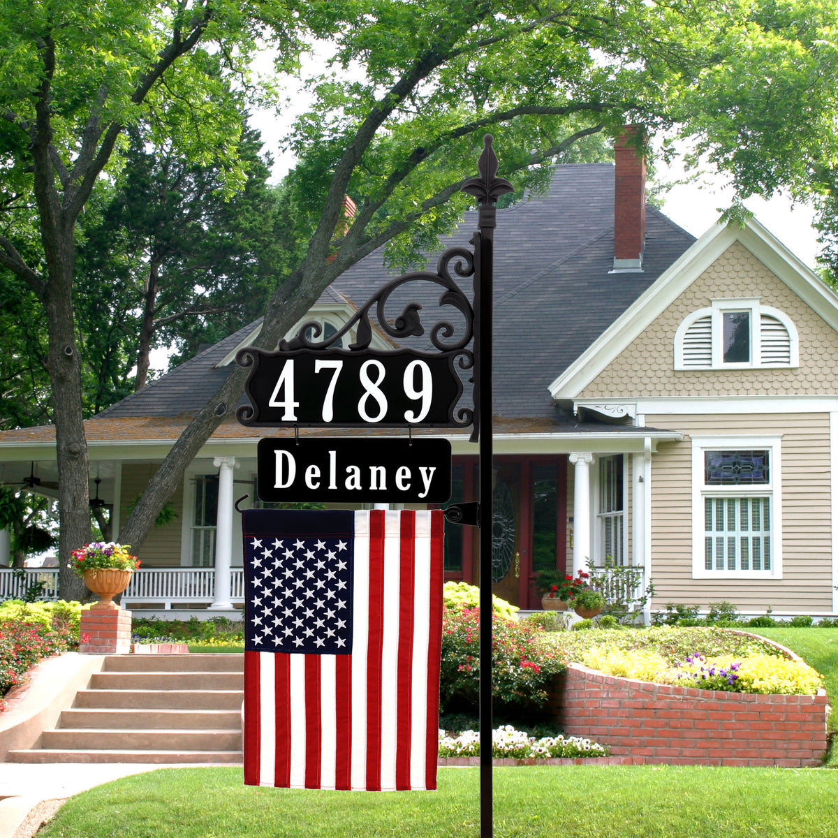 Boardwalk Address Sign With Name Rider And Flag 58" Pole