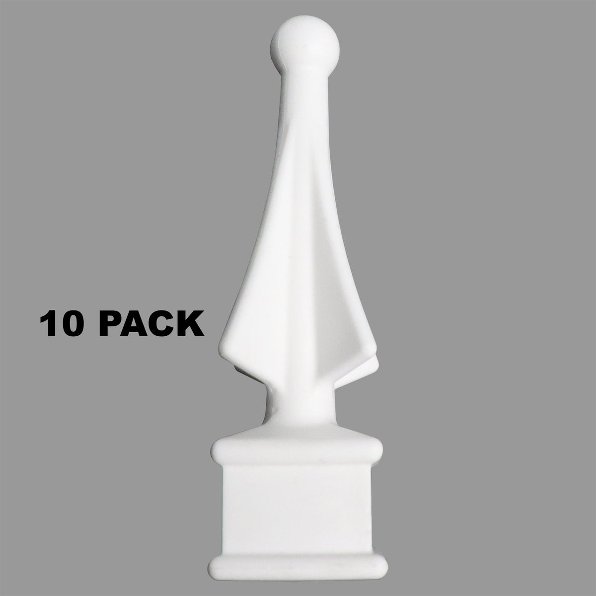 Four-Sided Spire Polypropylene Fence Toppers - White Mult-Pack