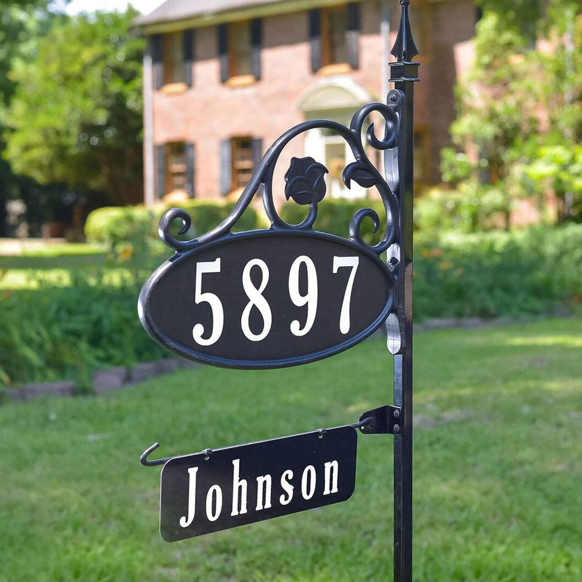 Park Place Oval Reflective Address Sign With Name Rider