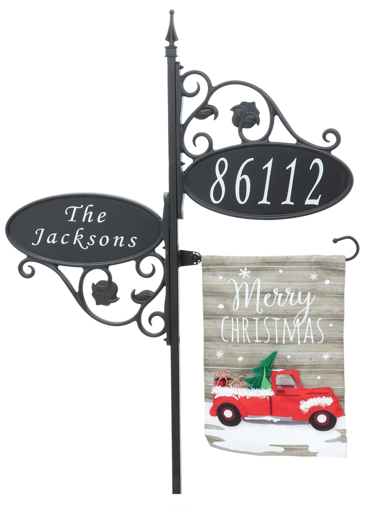 Park Place Dual Bracket Address Sign With Flag